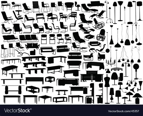Furniture Silhouettes Royalty Free Vector Image