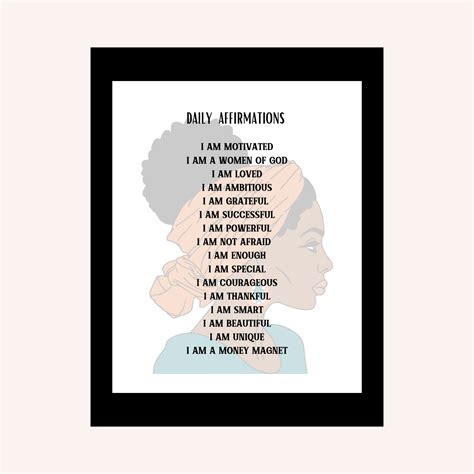 Daily Affirmations Wall Art Black Girl Magic Motivational Etsy