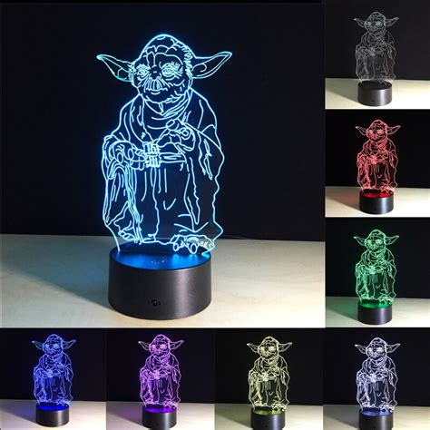3d Star Wars Master Yoda Night Lights Led Usb Table Lamp Visual Lights