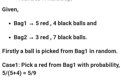 A Bag Contains 5 Red And 4 Black Balls A Ball Is Drawn At Randomfrom
