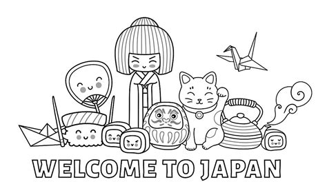 6 Cute Japanese Coloring Pages Cute Coloring Pages Doodle Coloring