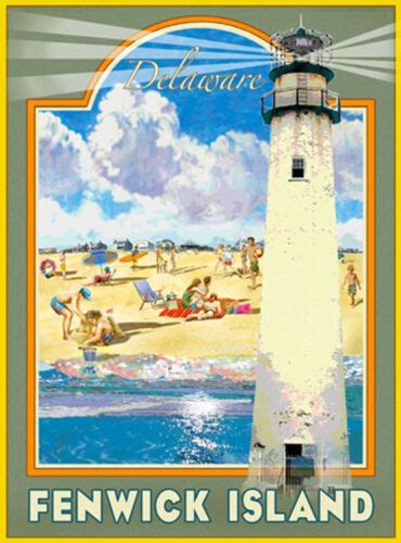 Fenwick Lighthouse Vintage Art Deco Style Travel Poster By Aurelio