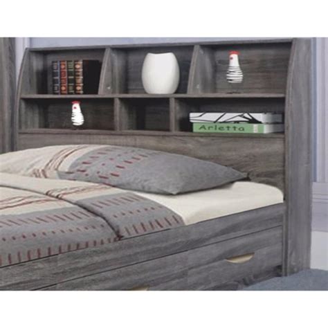 Practical storage solution this contemporary bookcase headboard features practical open storage spaces separated by sturdy and reliable fixed shelves. Benzara Gray Elegant Full-Size Bookcase Headboard with 6 ...
