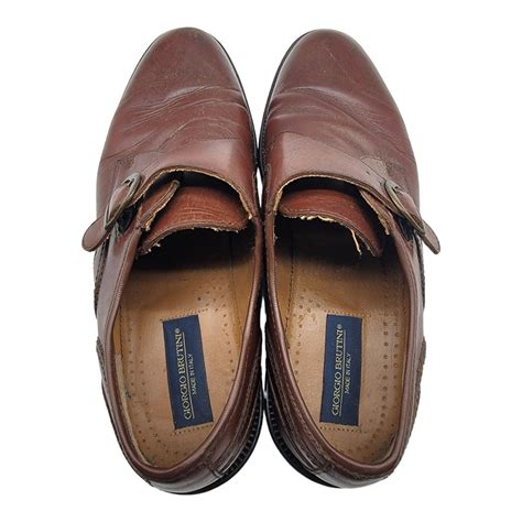 Giorgio Brutini Shoes Mens Size 105 Monk Strap Brown Leather Loafers