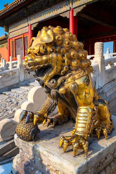 Lion Sculptures At Qianqingmen Gate The Gate Of Heavenly Purity In