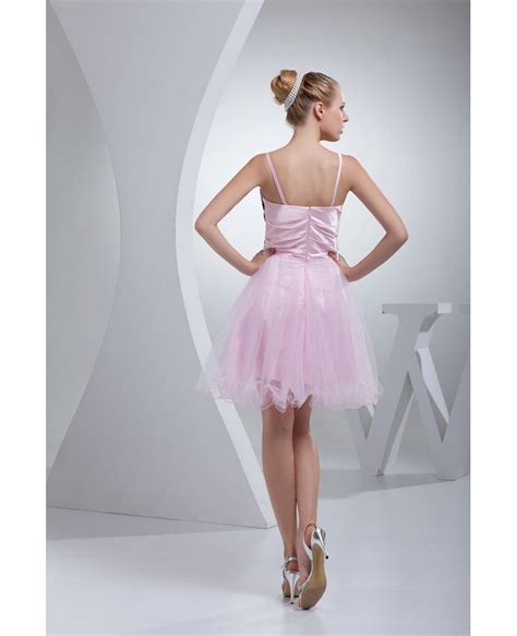 Come to any of our 300+ stores. Pink with Black Flowers Tulle Prom Dress with Spaghetti ...
