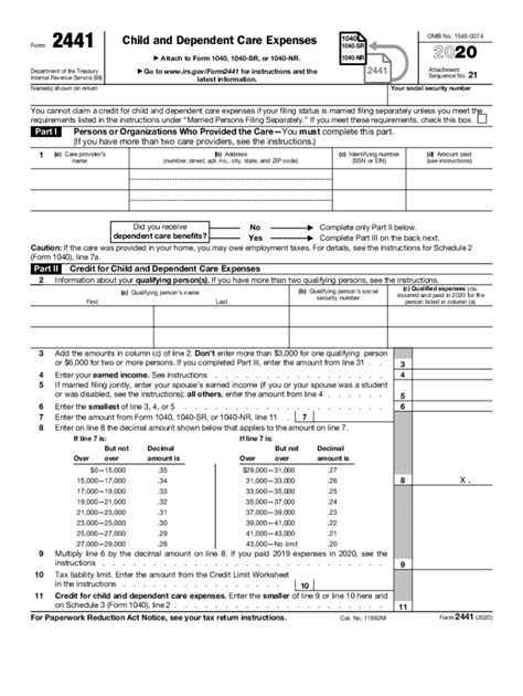 Irs 2441 2020 2021 Fill Out Tax Template Online Us Legal Forms