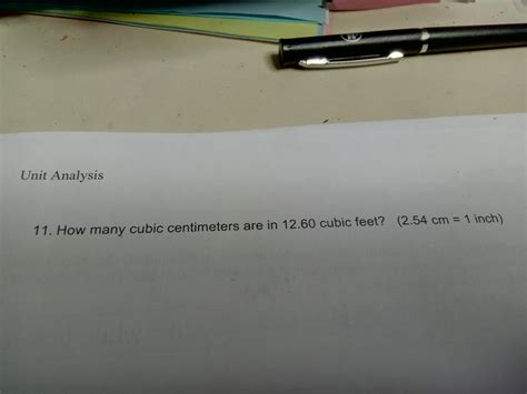 180 cubic inches x (1 cubic foot / 1728 cubic inches) = volume in cubic feet 180 cubic inches x 0.000578704 cubic feet/cubic inch = volume in cubic feet Answered: Unit Analysis 1 inch) 11. How many… | bartleby