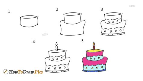 How To Draw Cake Step By Step Step By Step Cake Drawing Images