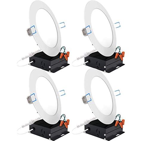 Once the wires are dangling down from each hole, you can go and strip off 4 inches or so of the casing and insulation. Sunco Lighting 4 Pack 6 Inch Slim LED Downlight with ...