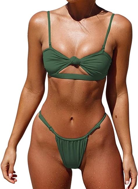 Amazon Com Honlyps Womens High Waist Swimsuit Brazilian Thong Sexy