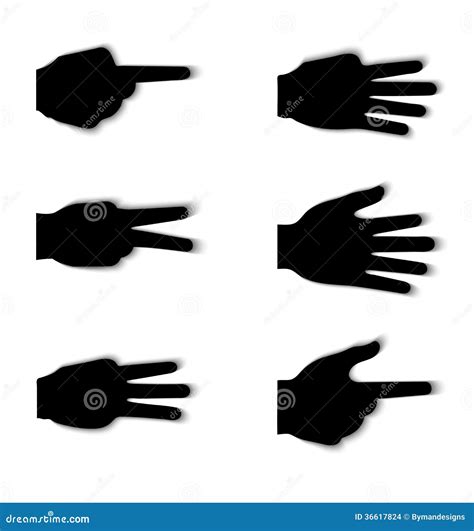 Hand Gesture Silhouettes With Shadow Effect Stock Vector Illustration