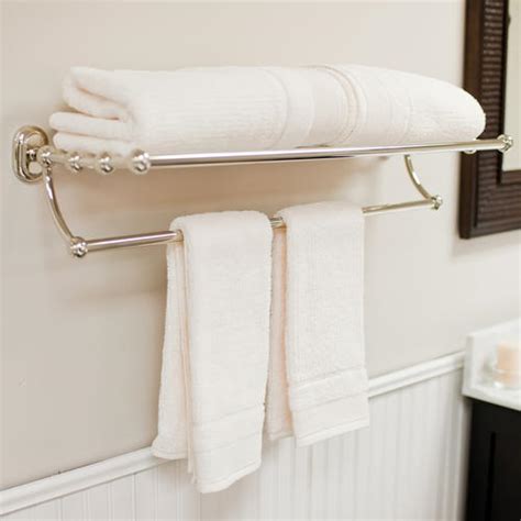 Featuring block side panels that arch at the top, supporting three dowels at staggered levels for holding bath and hand towels. Water Creation 26" Train Rack Towel Bathroom Shelf at Menards®