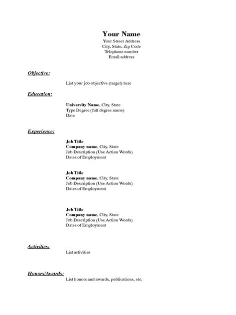 Simple resume sample for job. Basic Resume Template - 5 Free Templates in PDF, Word ...