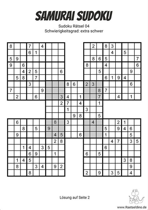 Samurai Sudoku extra schwer zum Ausdrucken