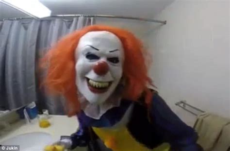 Evil Woman Dresses As Scary Clown And Waits In The Shower For Her