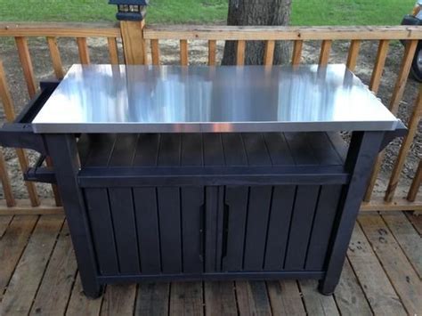 Keter Unity Xl 78 Gal Grill Serving Prep Station Cart With Patio