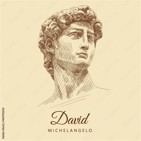 Sketch Of The Famous Sculpture By Michelangelo David Man Portrait