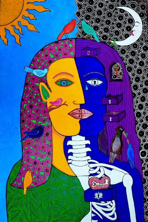 Two Faces Painting By Yolarte Yolanda Ortiz Fine Art America
