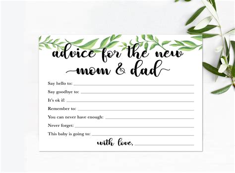 Advice For Mom And Dad Free Printable
