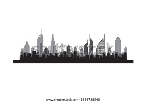 Dubai City Skyline Silhouette Vector Illustration Stock Vector Royalty
