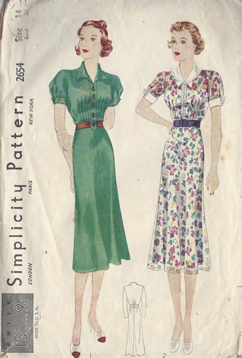 Craft Supplies And Tools 1930s Vintage Sewing Pattern Ladies Dress