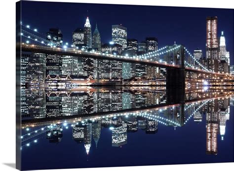 Brooklyn Bridge And Manhattan Skyline At Night New York