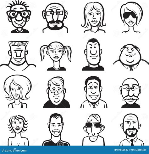 Whiteboard Drawing Doodle Faces Set Stock Vector Illustration Of