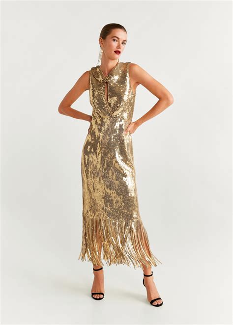 Gold Fringed Dresses She Likes Fashion