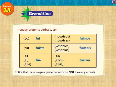 PPT - Irregular preterite verbs: Ir & ser PowerPoint Presentation, free download - ID:2364969