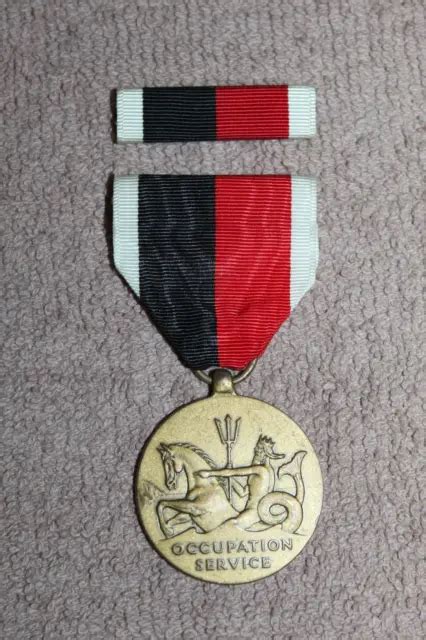 Original Us Navy Ww2 Occupation Service Medal Wribbon And Ribbon Bar
