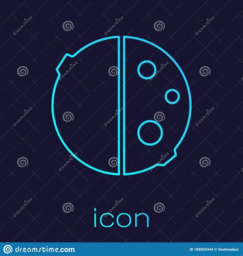 Turquoise Line Eclipse Of The Sun Icon Isolated On Blue Background