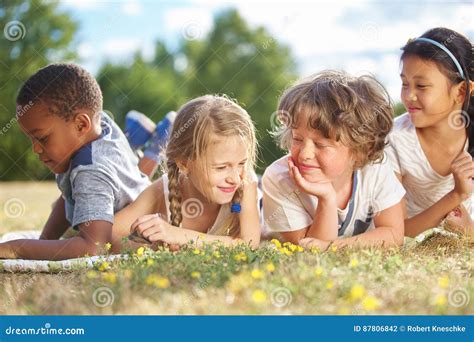Group Of Children In Nature Stock Photo Image Of Girl Autumn 87806842
