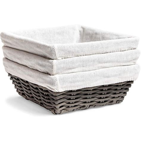 3 Pack 9 Inch Square Wicker Storage Baskets With Liners Small Woven