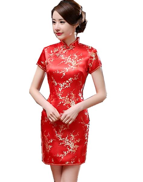 shanghai story womens short cheongsam qipao traditional chinese dress plus size mandarin collar