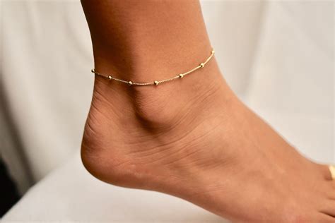 Simple Gold Anklet Layered Gold Anklets Anklets For Women Satellite