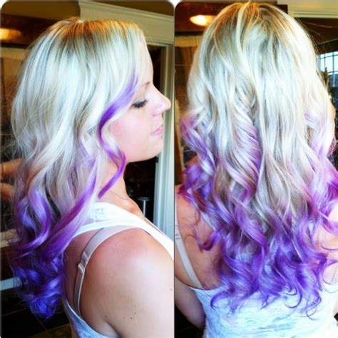 Platinum With Purpleindigo Dip Dyed Ends Hair Colors Ideas Dip Dye Hair Bright Hair Colors