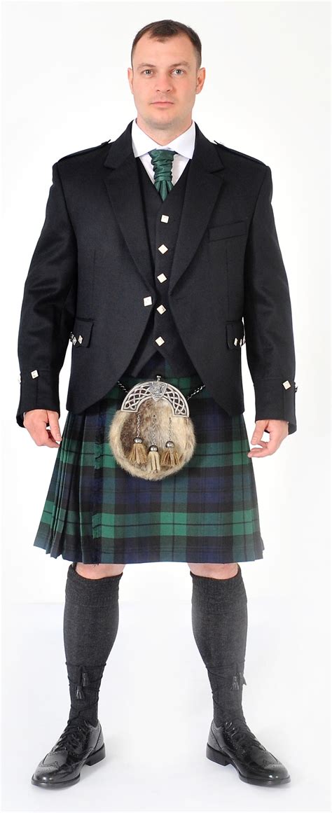 8 Yard Black Watch Kilt Full Highland Dress Package Crail Jacket