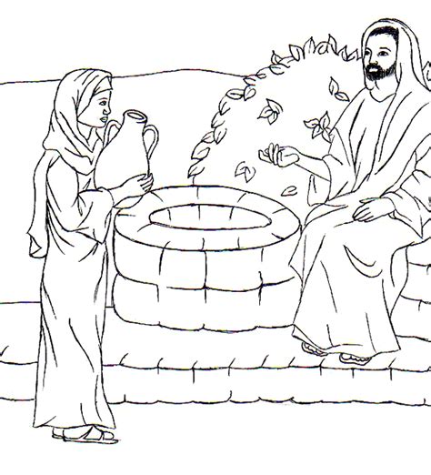 Samaritan Woman At Well Story Coloring Picture
