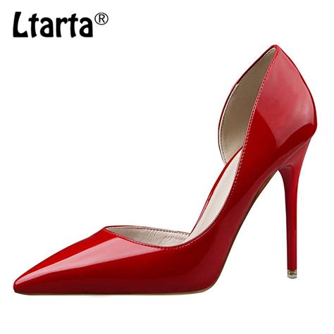Ltarta Women Pumps Fashion Pointed Toe Patent Leather Stiletto High