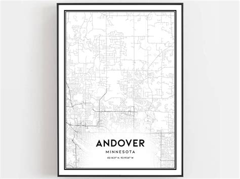 Andover Map Print Andover Map Poster Wall Art Mn City Map Etsy