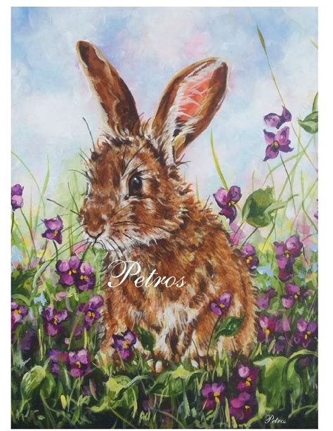 Rabbit Art Bunny Painting Canvs Art Canvas Print By Royalrococo