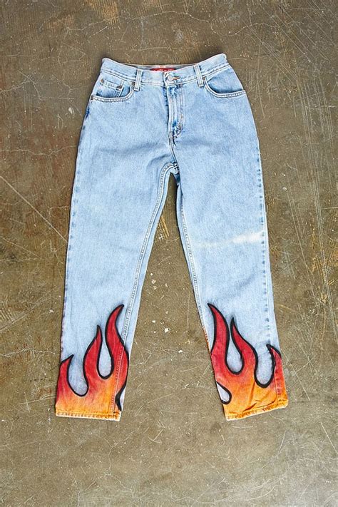 Repurposed Levis Flame Pant Denim Diy Painted Clothes Aesthetic Clothes