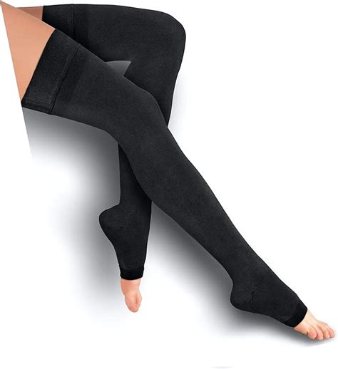 Thigh High Compression Stockings 20 30mmhg Pair With Open Toe For Men And Women From