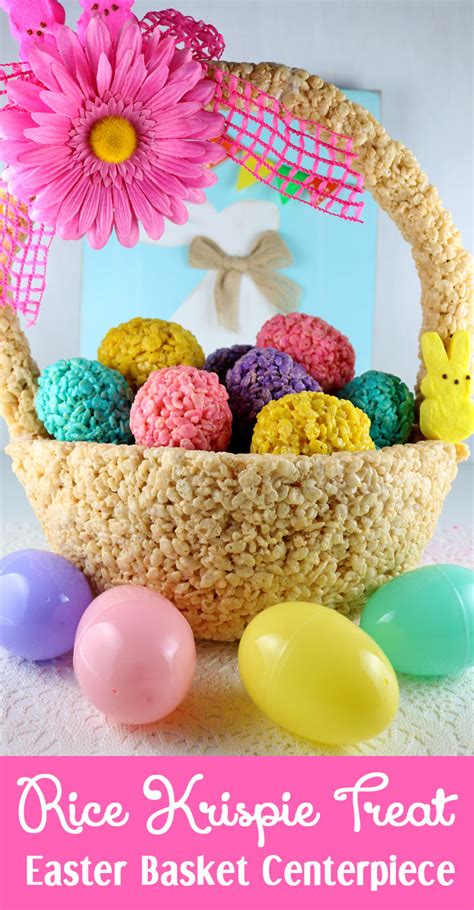 Easter snacks easter appetizers easter peeps easter candy hoppy easter easter brunch easter treats easter food easter stuff. Rice Krispie Treat Easter Basket Centerpiece - Two Sisters