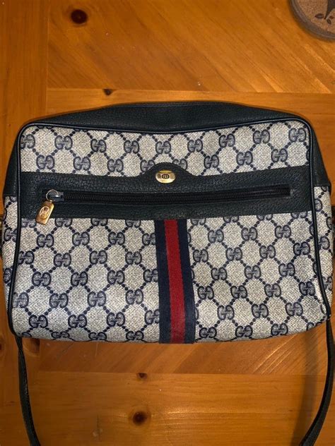 Gucci Vintage Authentic Ophidia Gg Crossbody Blue Medium Canvas With