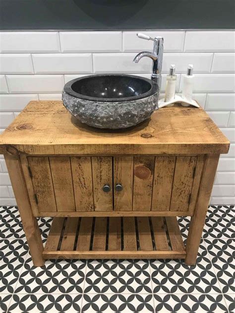 Rustic Chunky Solid Wood Bathroom Washstand Vanity Sink Unit Etsy