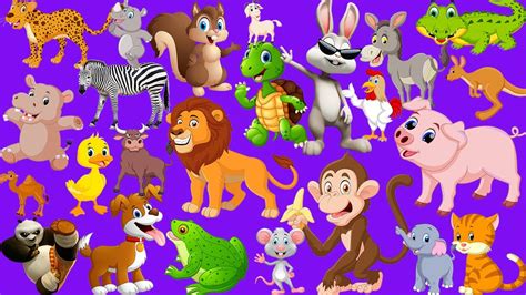 Learn Wild Animals Names And Sounds With Cartoon Characters