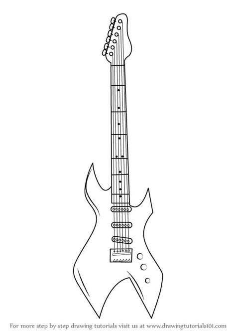 Learn How To Draw An Electric Guitar Musical Instruments Step By Step