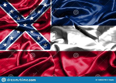 Mississippi Flag Waving In The Wind United States Of America Stock